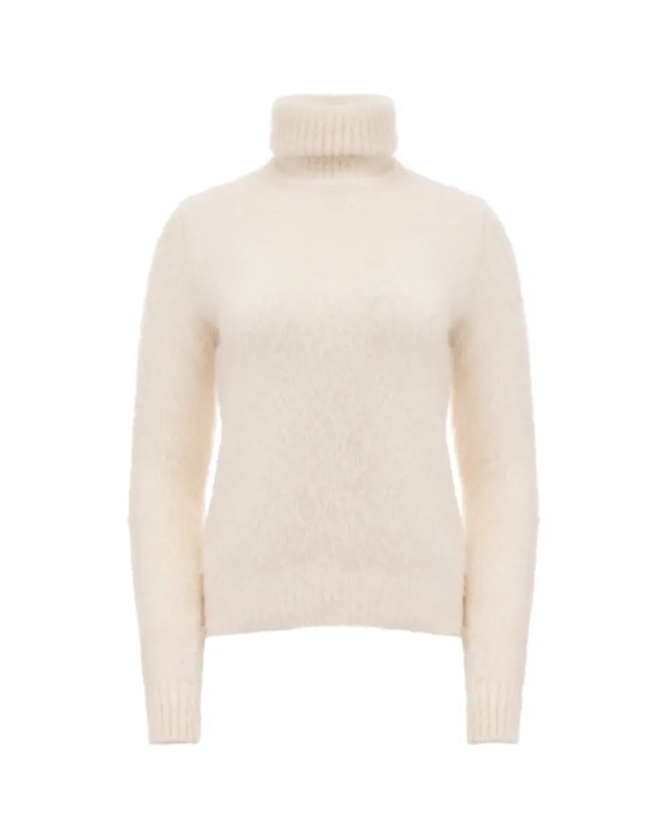 Saint Laurent cream white roll turtle neck mohair sweater Saint Laurent