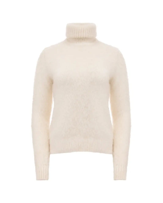 Saint Laurent cream white roll turtle neck mohair sweater Saint Laurent