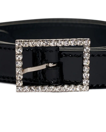 Saint Laurent crystal-embellished patent leather belt Saint Laurent
