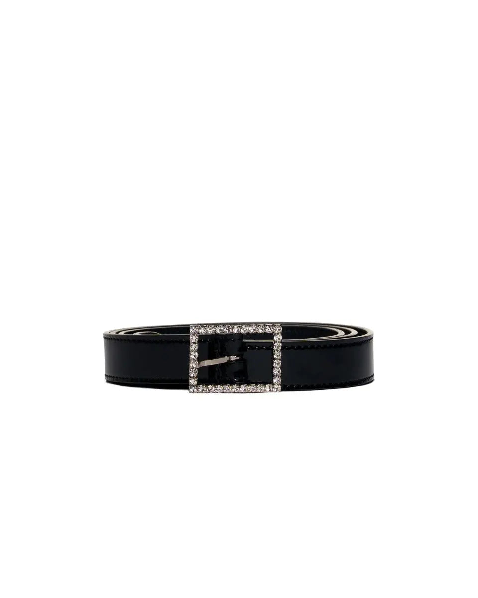 Saint Laurent crystal-embellished patent leather belt