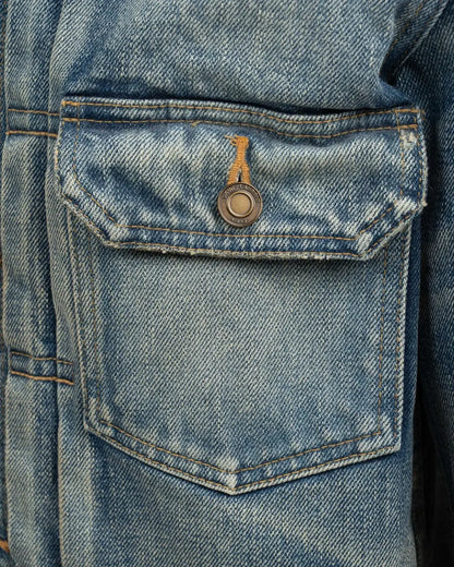 Saint Laurent distressed-effect faded denim jacket Saint Laurent