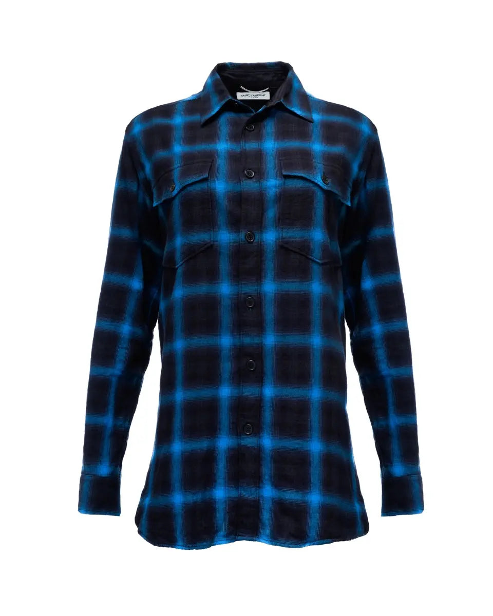 Saint Laurent flannel checkered button-up shirt