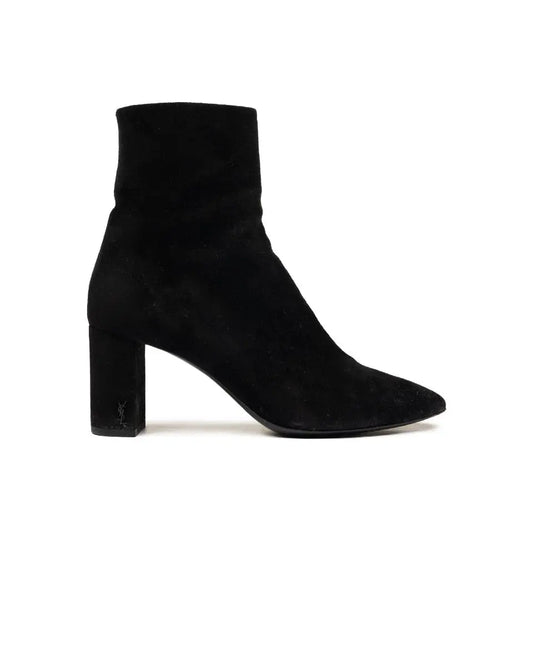 Saint Laurent Lou 70 pin-logo suede ankle boots Saint Laurent