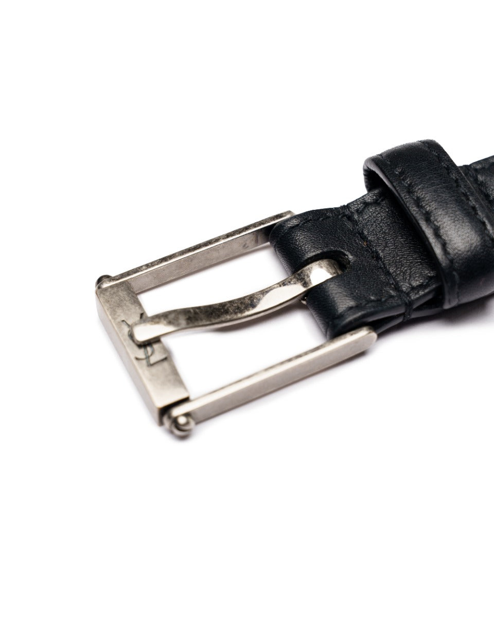 Saint Laurent narrow black leather belt