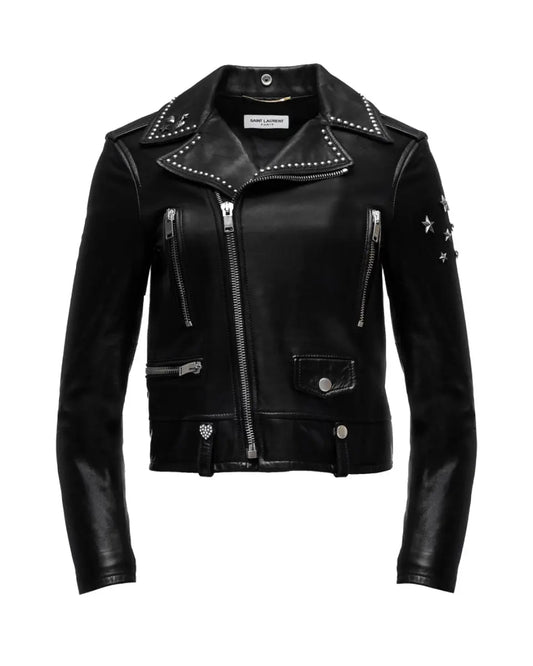 Saint Laurent star studded leather biker jacket Saint Laurent