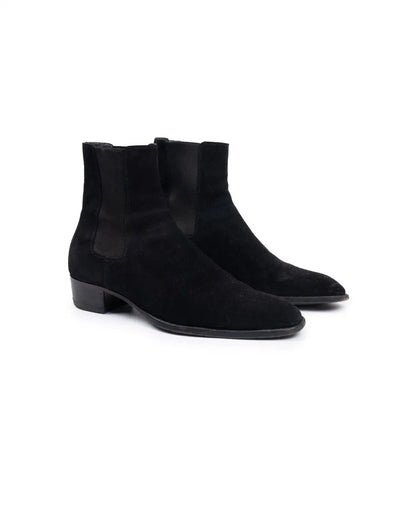 Saint Laurent Wyatt Chelsea suede black boots Saint Laurent