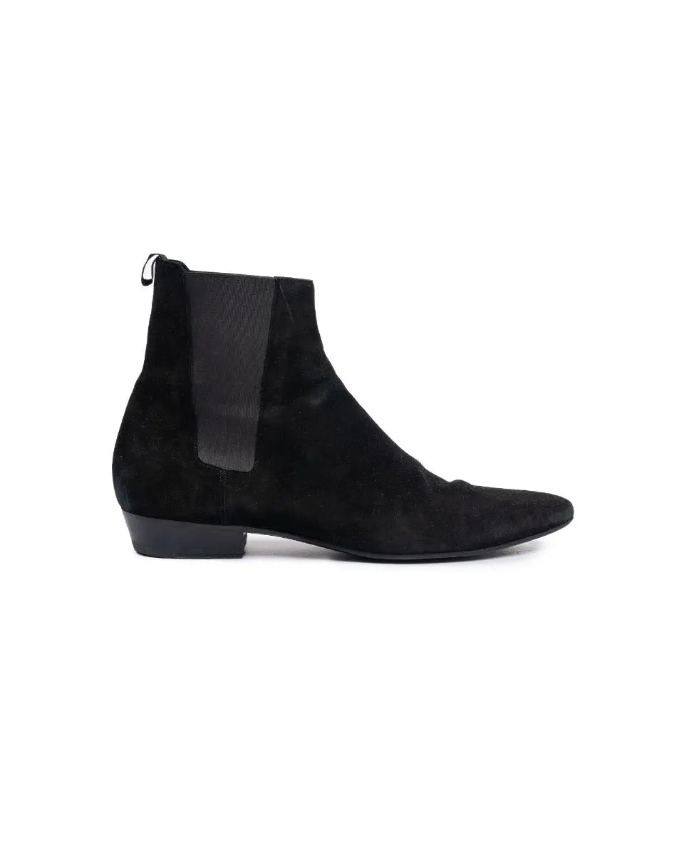 Saint Laurent Wyatt Chelsea suede black boots Saint Laurent