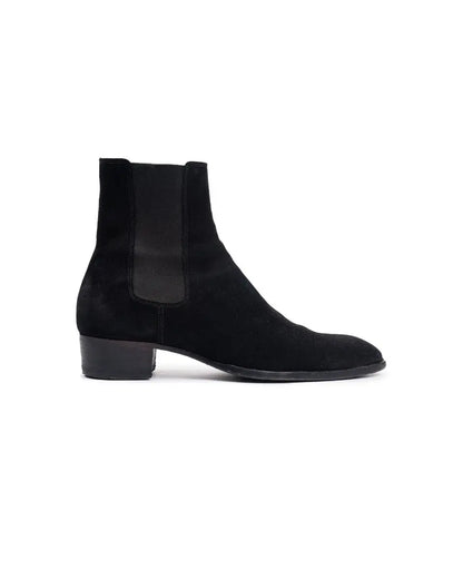 Saint Laurent Wyatt Chelsea suede black boots Saint Laurent