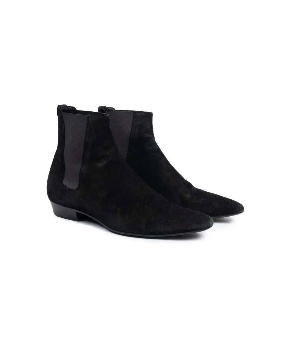 Saint Laurent Wyatt Chelsea suede black boots