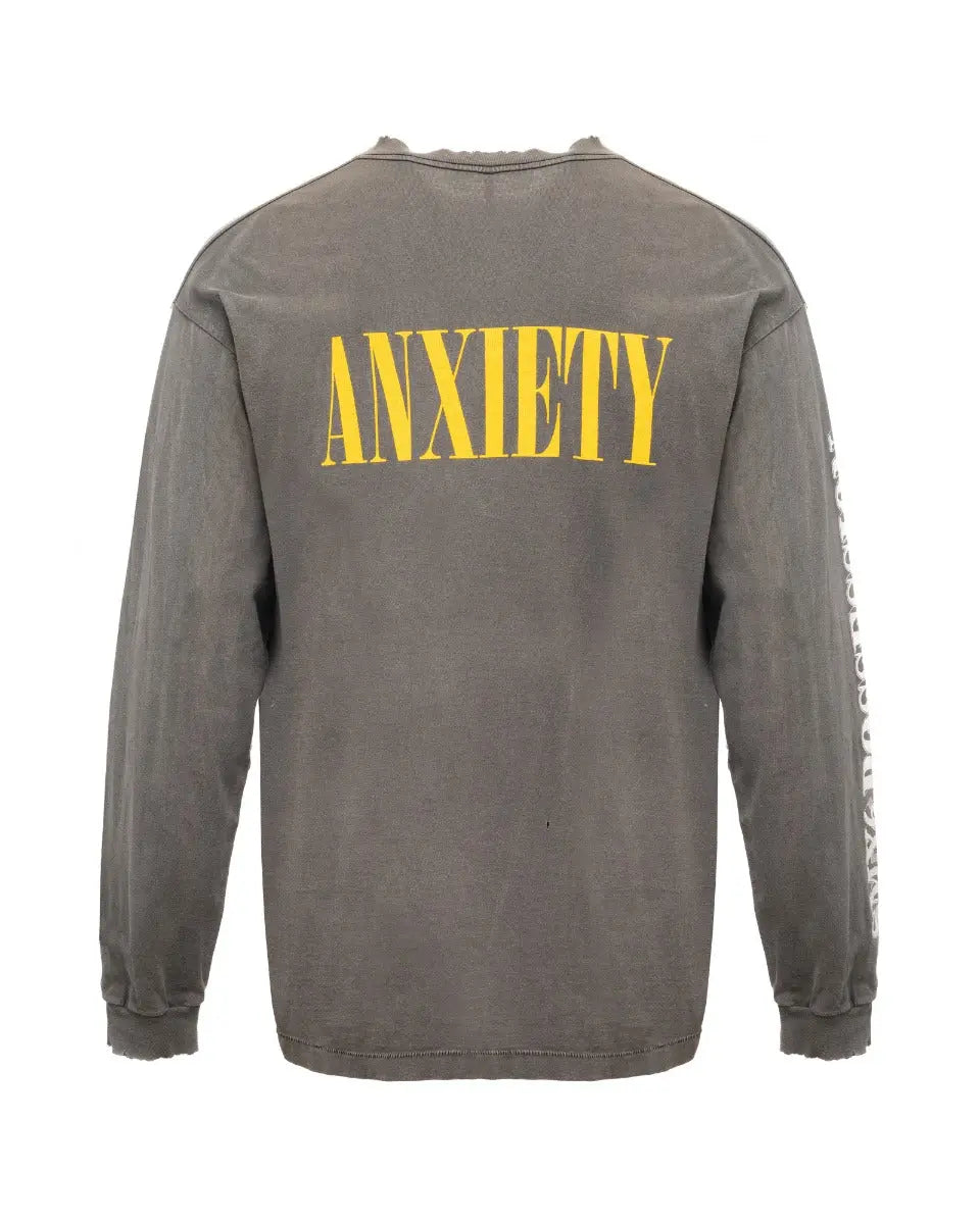 Saint Michael "Money Anxiety" washed grey long sleeve t-shirt Saint Michael