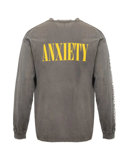 Saint Michael "Money Anxiety" washed grey long sleeve t-shirt Saint Michael