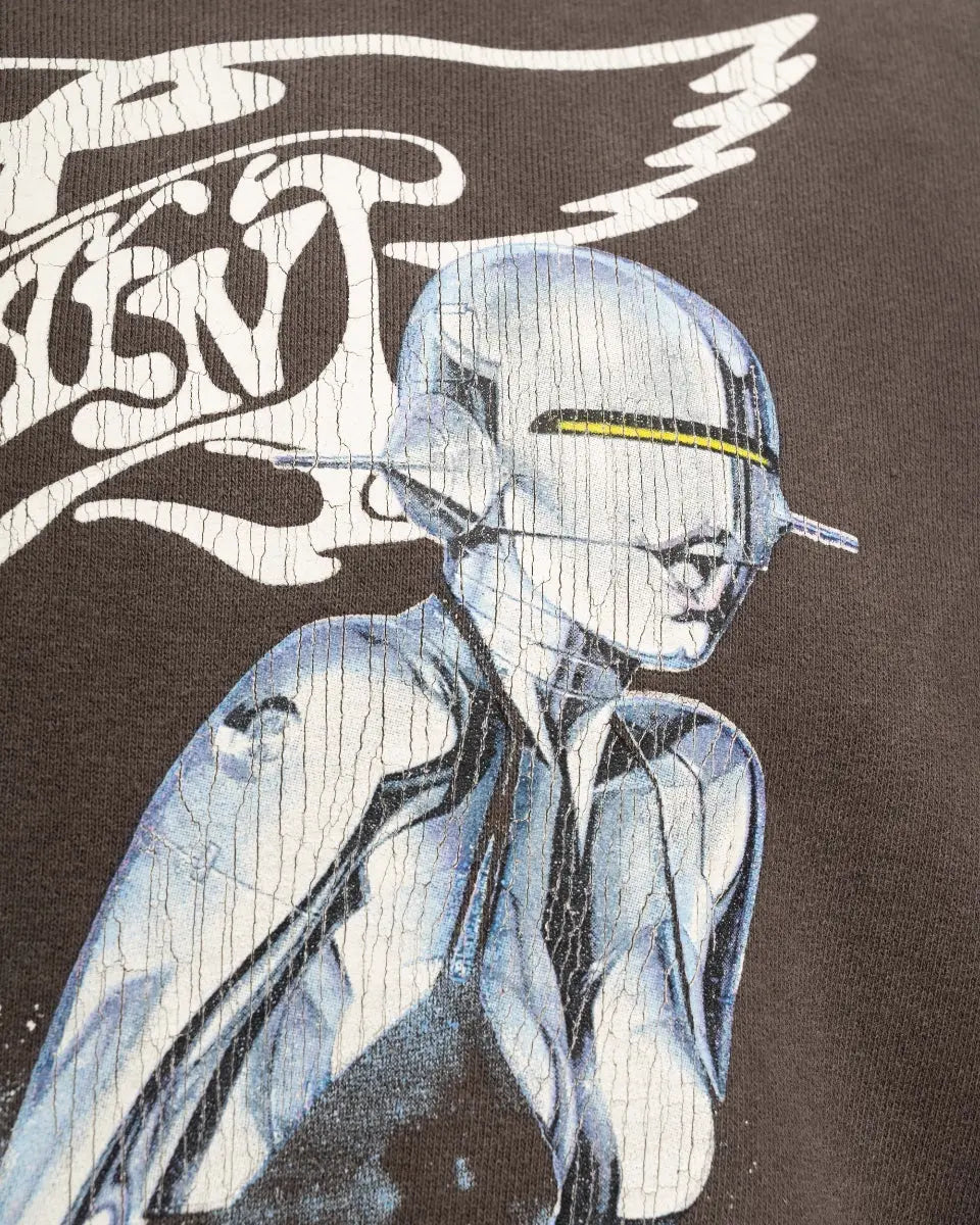 Saint Michael x Hajime Sorayama graphic washed grey crewneck sweater