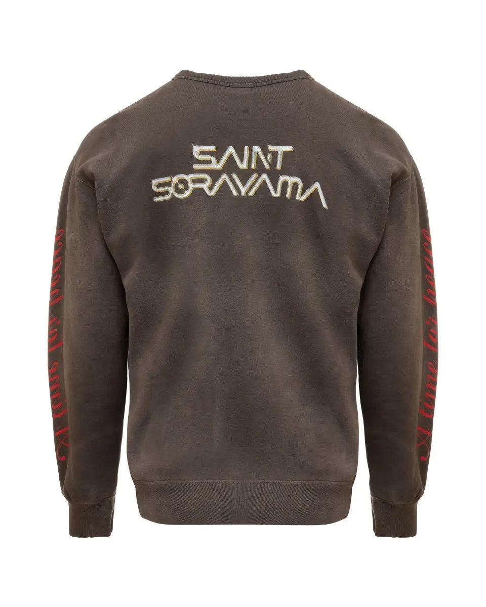 Saint Michael x Hajime Sorayama graphic washed grey crewneck sweater