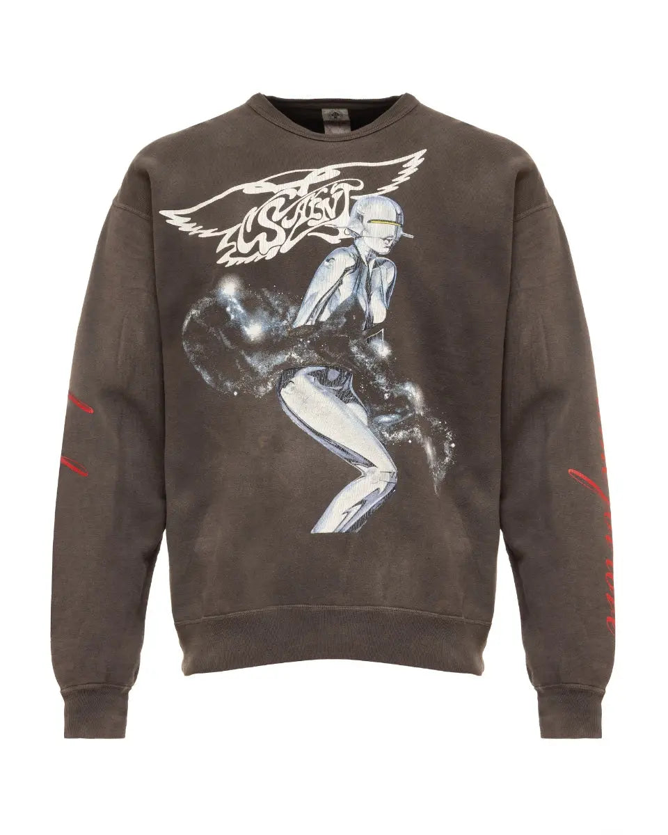Saint Michael x Hajime Sorayama graphic washed grey crewneck sweater Saint Michael