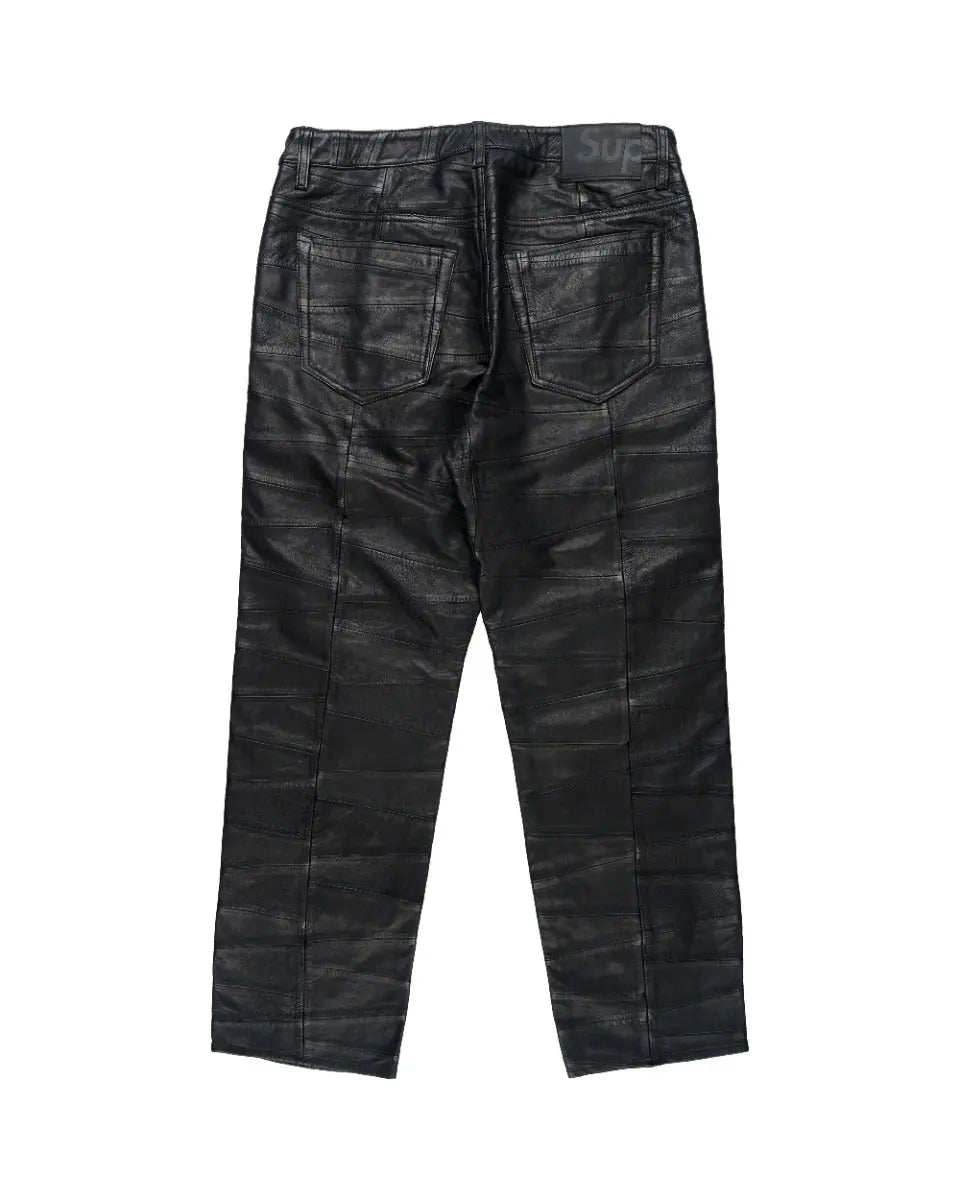 Supreme patchwork 5-pocket leather pants