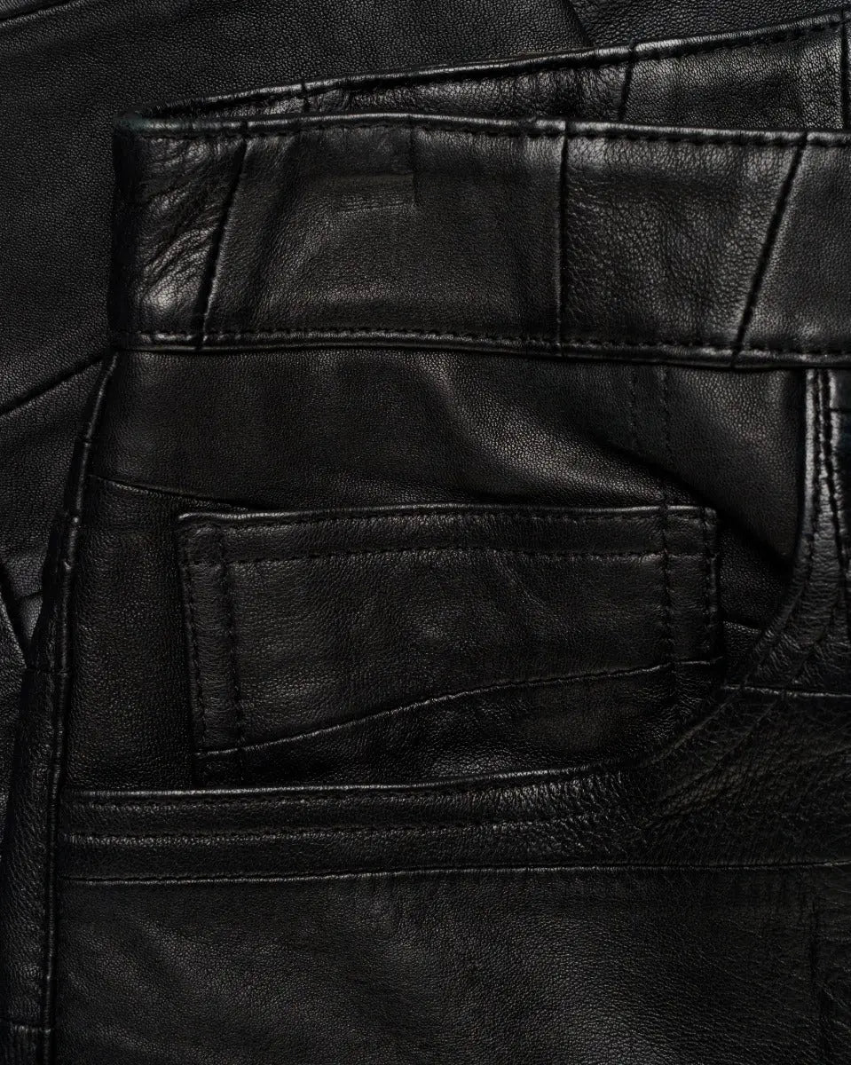 Supreme patchwork 5-pocket leather pants