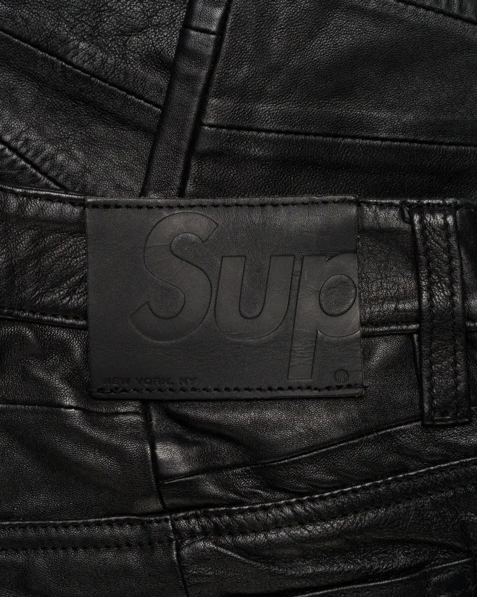 Supreme patchwork 5-pocket leather pants