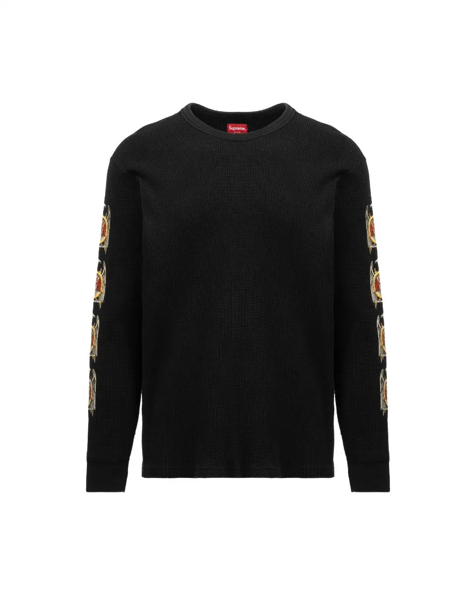 Supreme x Slayer waffle black cotton crewneck sweatshirt