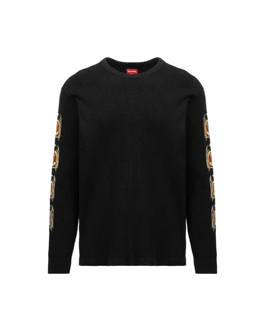 Supreme x Slayer waffle black cotton crewneck sweatshirt Supreme