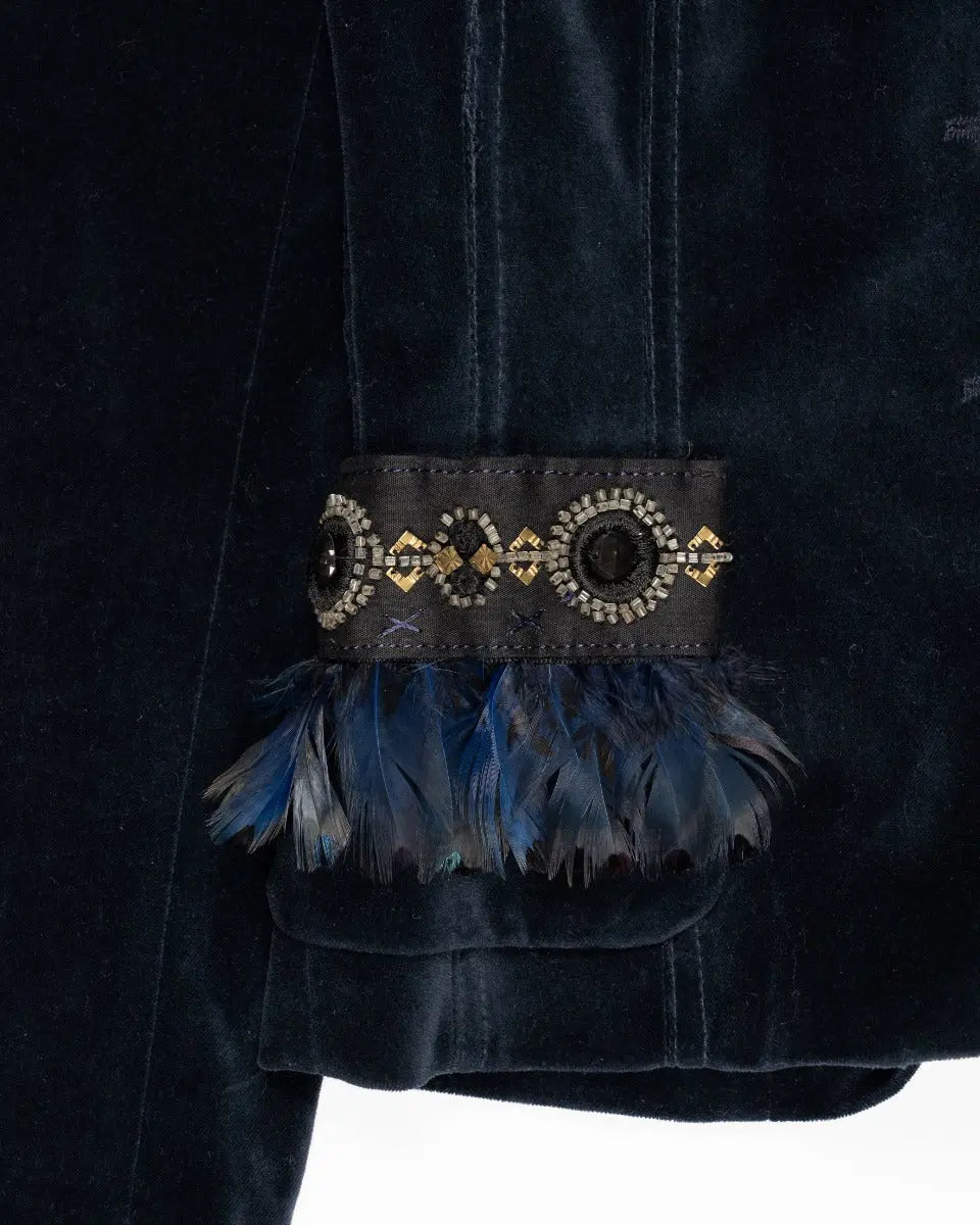 Roberto Cavalli Class jewel-embroidery velvet blazer jacket