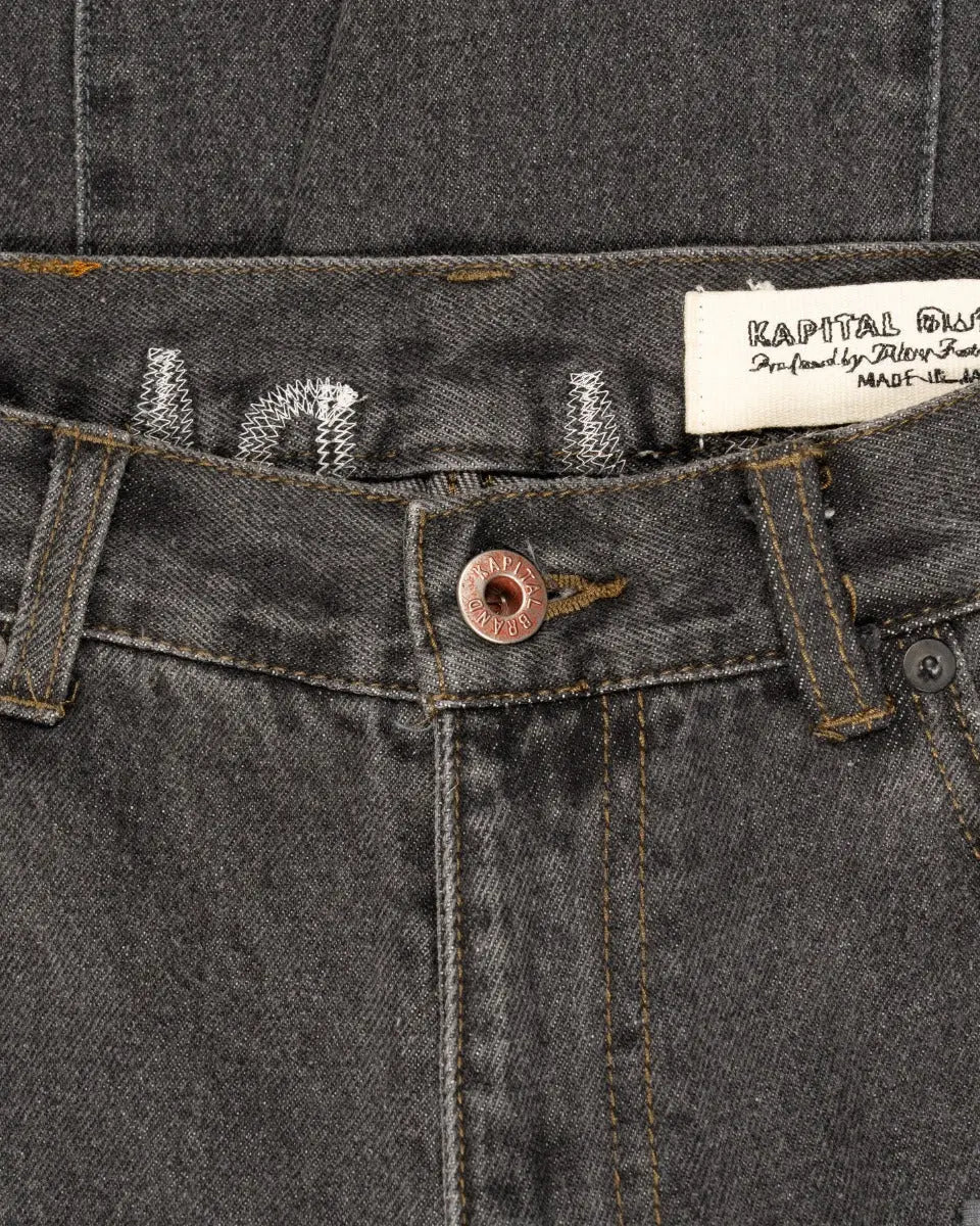 Kapital Kountry 14oz skeleton bones denim shorts