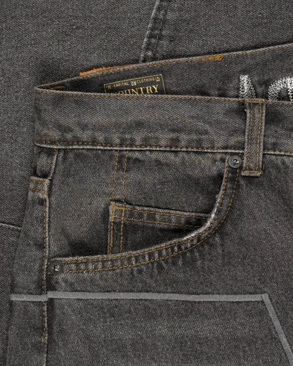 Kapital Kountry 14oz skeleton bones denim shorts Kapital