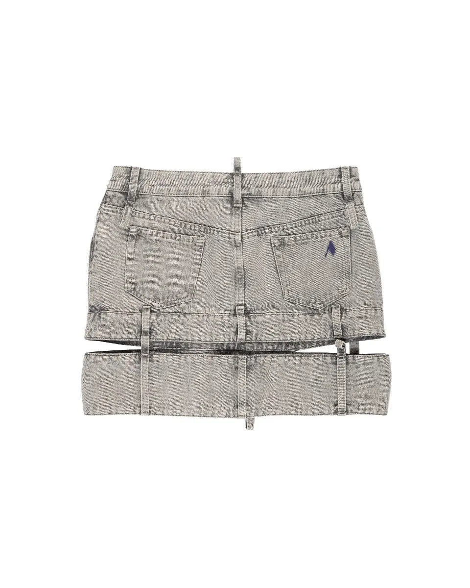 The Attico cut-out denim mini skirt