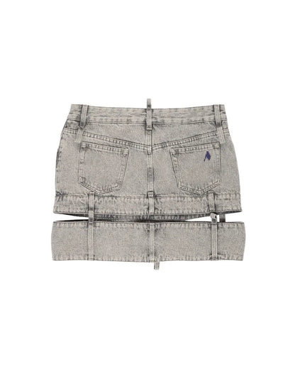 The Attico cut-out denim mini skirt The Attico