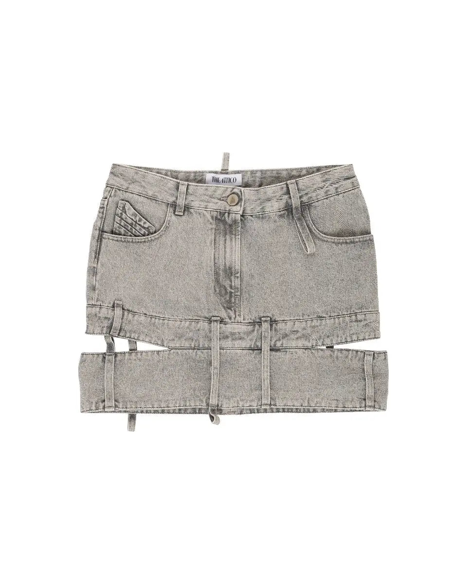 The Attico cut-out denim mini skirt The Attico