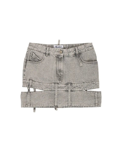 The Attico cut-out denim mini skirt The Attico