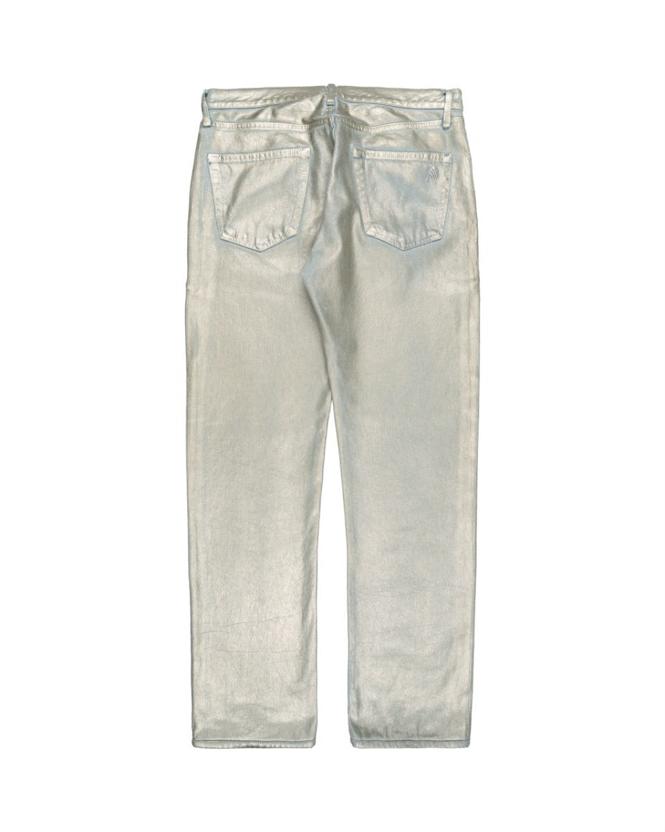 The Attico metallic coated straight-leg denim pants