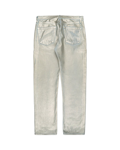The Attico metallic coated straight-leg denim pants The Attico