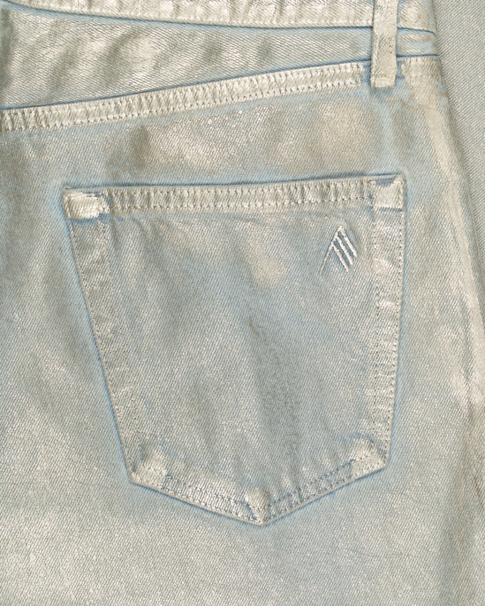 The Attico metallic coated straight-leg denim pants