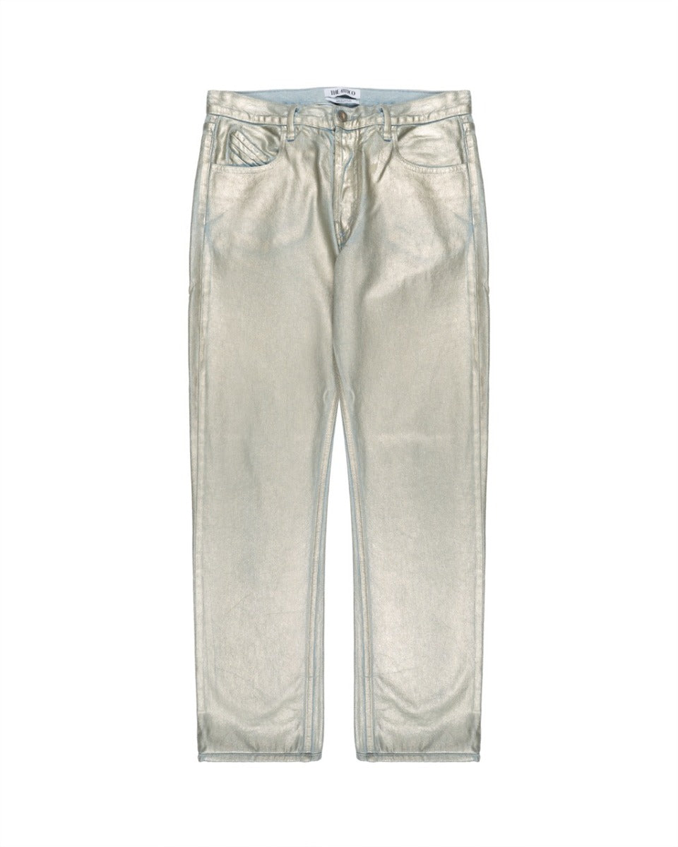The Attico metallic coated straight-leg denim pants The Attico