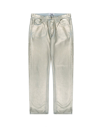 The Attico metallic coated straight-leg denim pants The Attico
