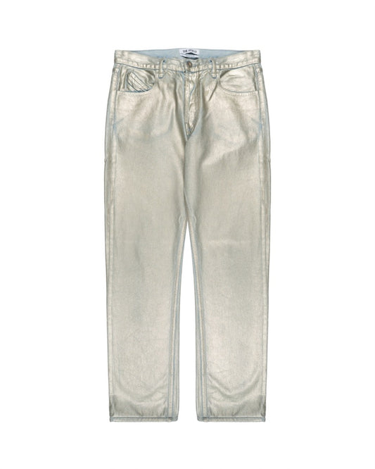 The Attico metallic coated straight-leg denim pants The Attico