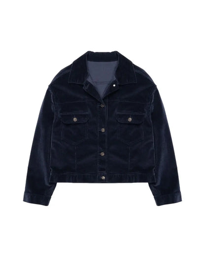 The Row Lafayette corduroy navy trucker jacket The Row