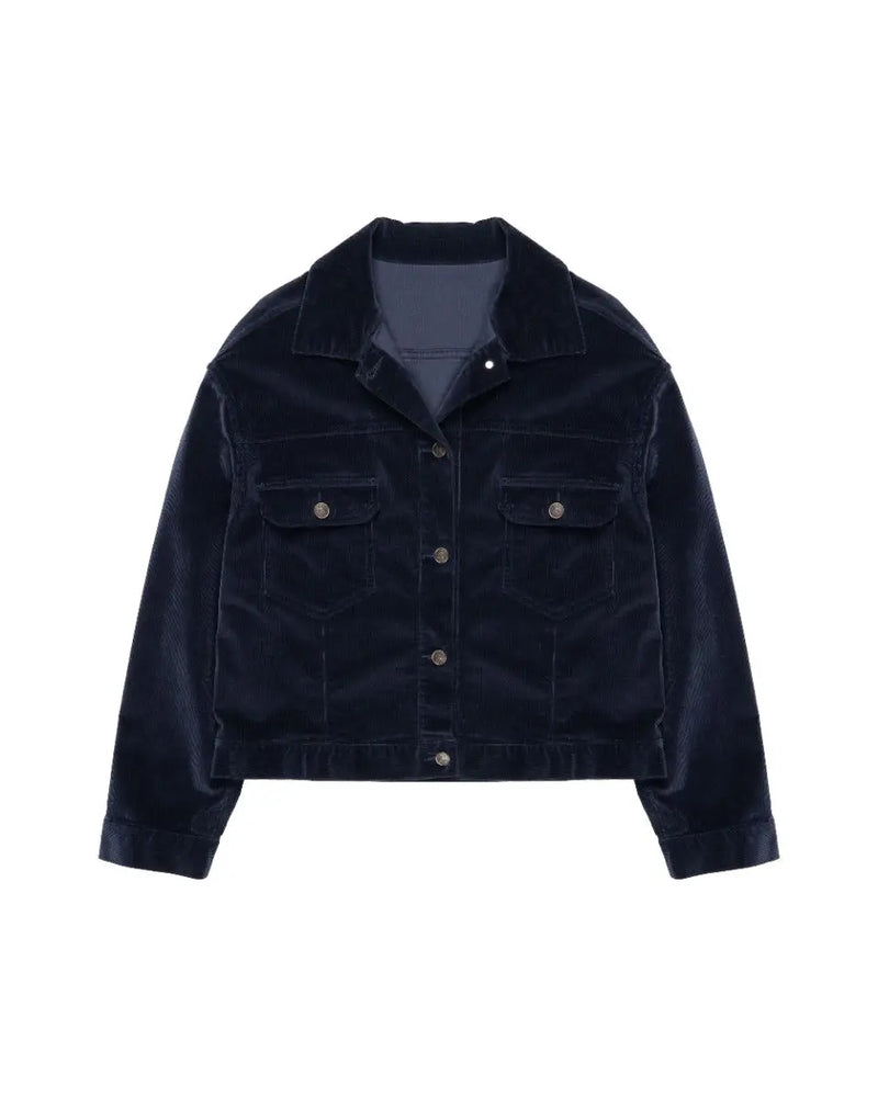The Row Lafayette corduroy navy trucker jacket The Row