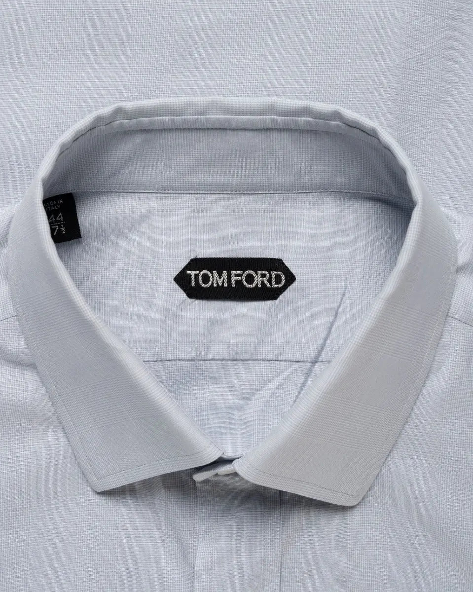 Tom Ford "Prince of Wales" Cutaway-collar poplin button-up shirt