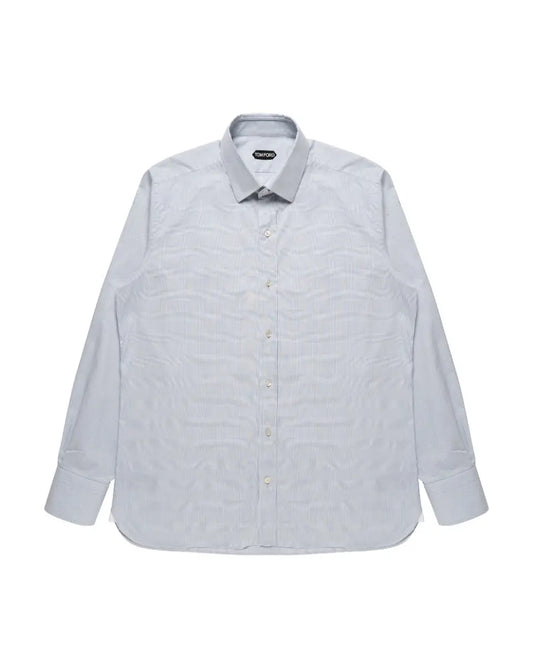 Tom Ford "Prince of Wales" Cutaway-collar poplin button-up shirt Tom Ford