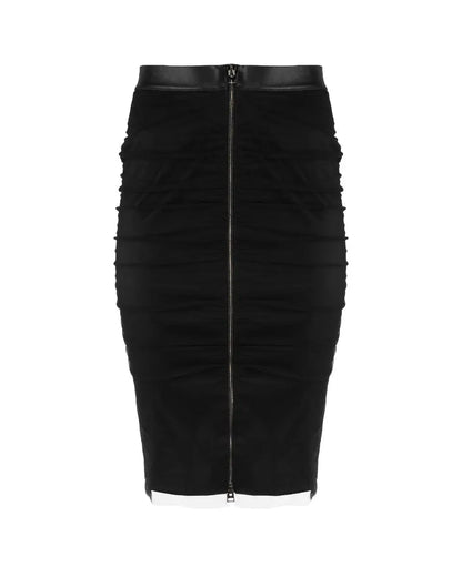 Tom Ford black tulle ruched pencil skirt Tom Ford