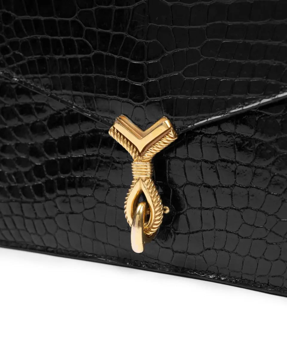 Hermes Sac Cordeliere crocodile black bag