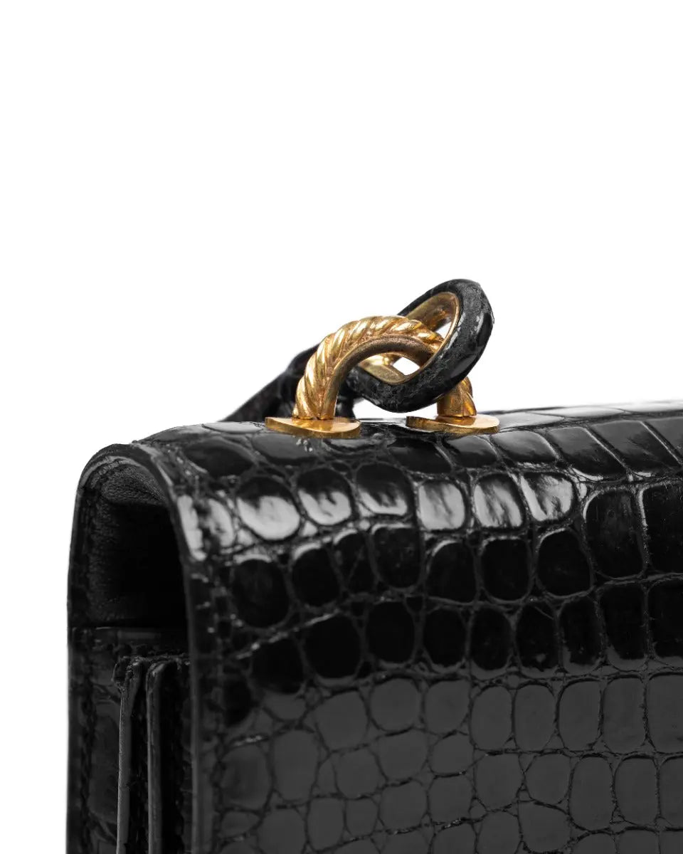 Hermes Sac Cordeliere crocodile black bag