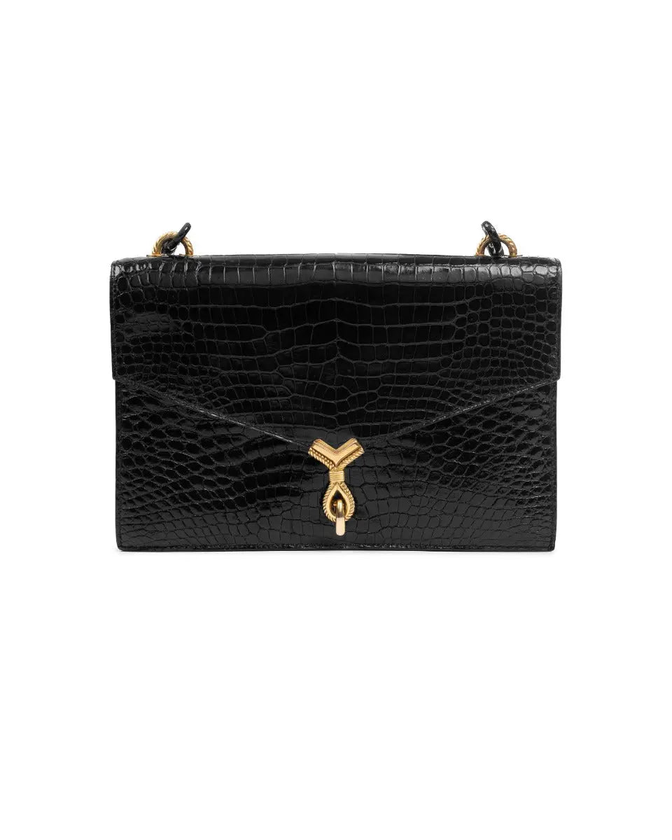 Hermes Sac Cordeliere crocodile black bag