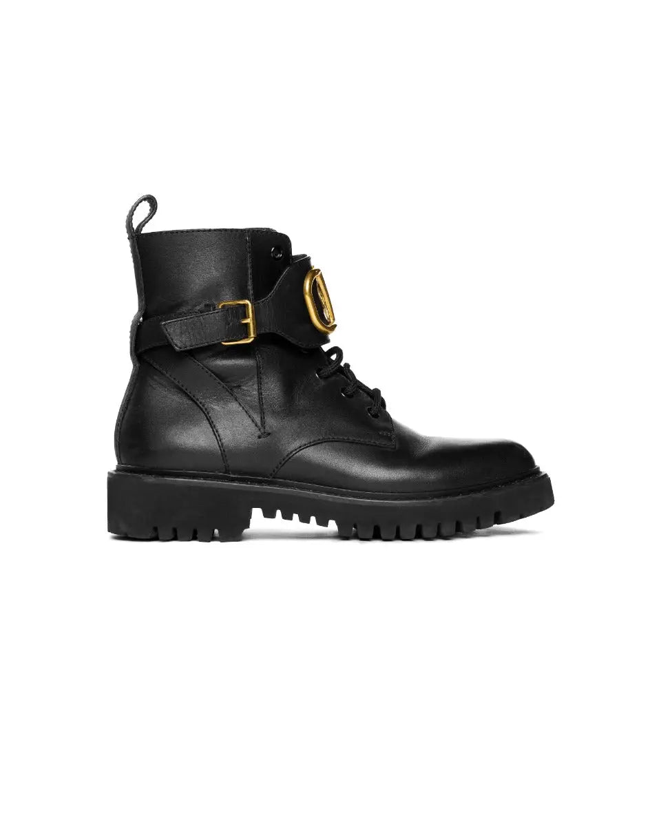 Valentino Garavani Vlogo Signature Calfskin Combat Boots