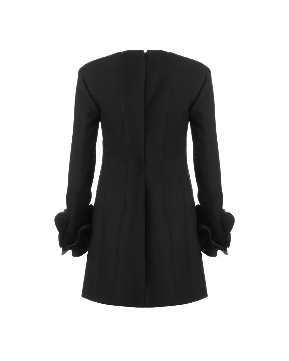 Valentino Garavani "Le Noir" floral ruffle-cuff mini dress