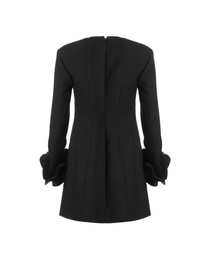 Valentino Garvani "Le Noir" floral ruffle-cuff mini dress Valentino