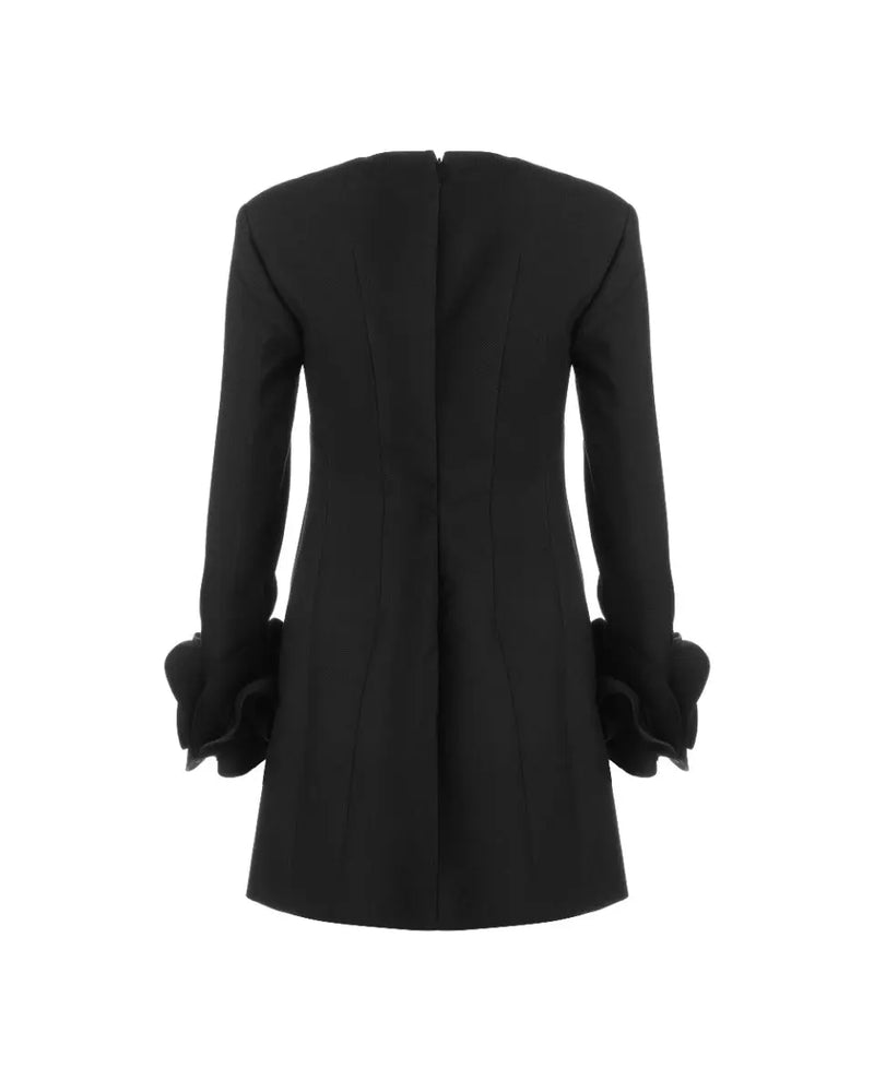 Valentino Garavani "Le Noir" floral ruffle-cuff mini dress thumbnail