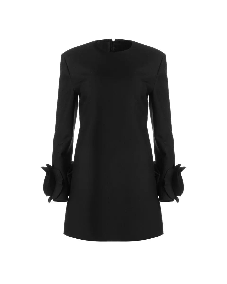 Valentino Garavani "Le Noir" floral ruffle-cuff mini dress