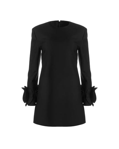 Valentino Garvani "Le Noir" floral ruffle-cuff mini dress Valentino